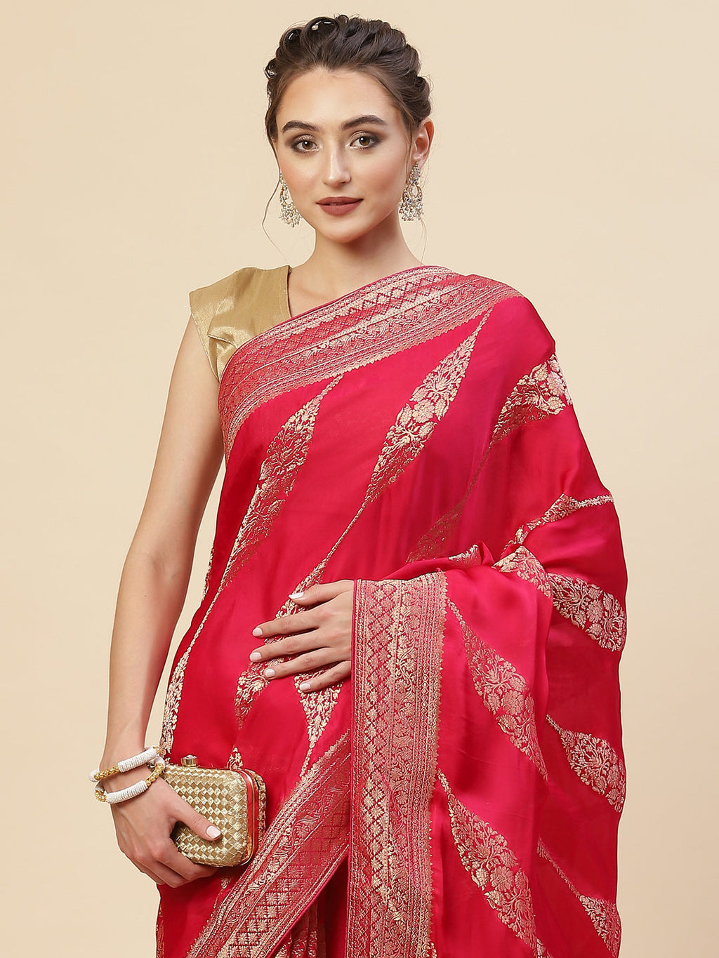 Zari Jaal Satin Woven Saree