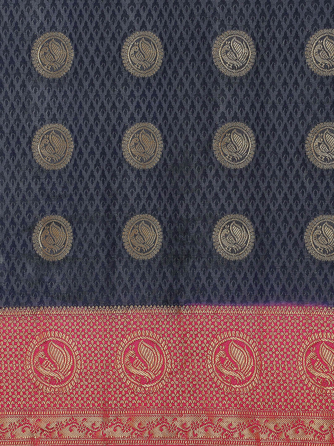 Zari Border Booti Art Handloom Woven Saree