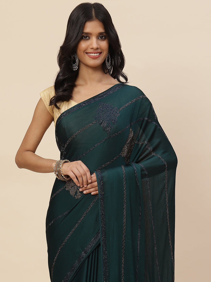 Zari Border Booti Chiffon Plain Saree