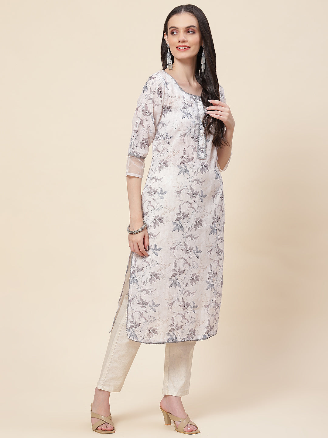 Printed Cotton Kurta With Pants