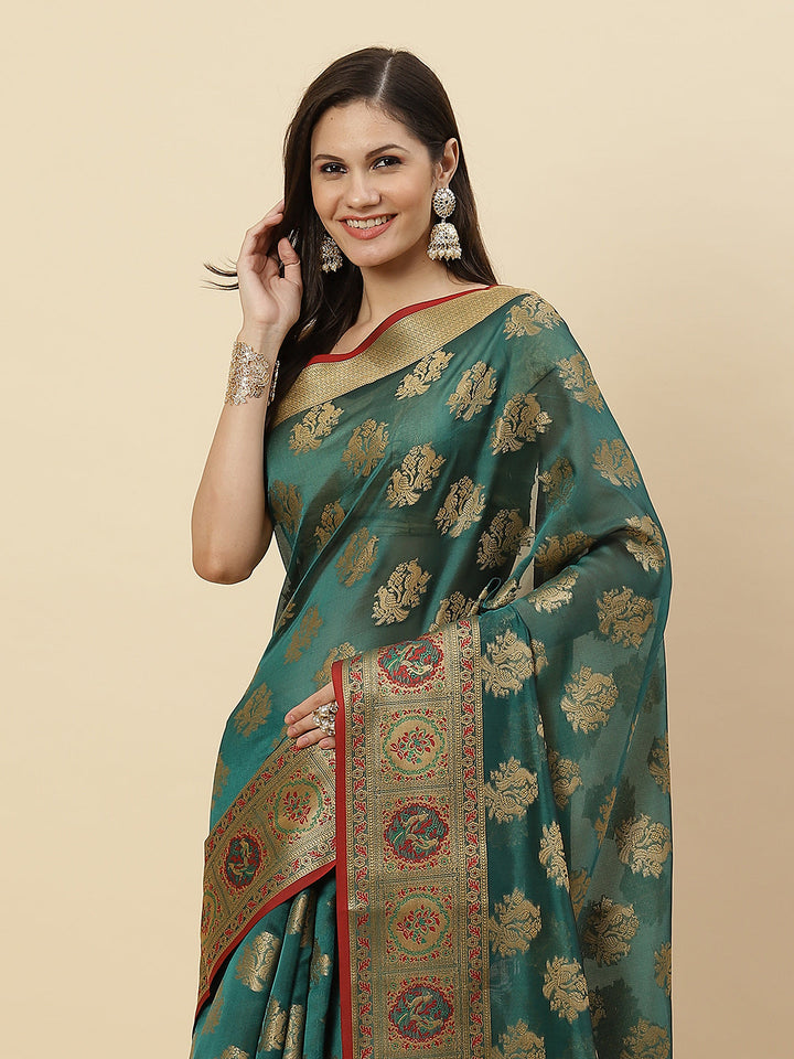 Zari Border Booti Cotton Woven Saree