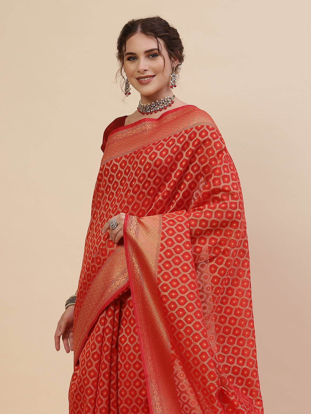 Zari Jaal Cotton Woven Saree