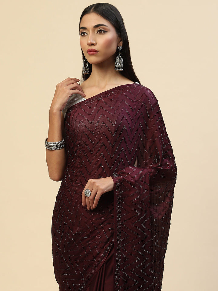 Swarovski Jaal Embroidered Satin Saree