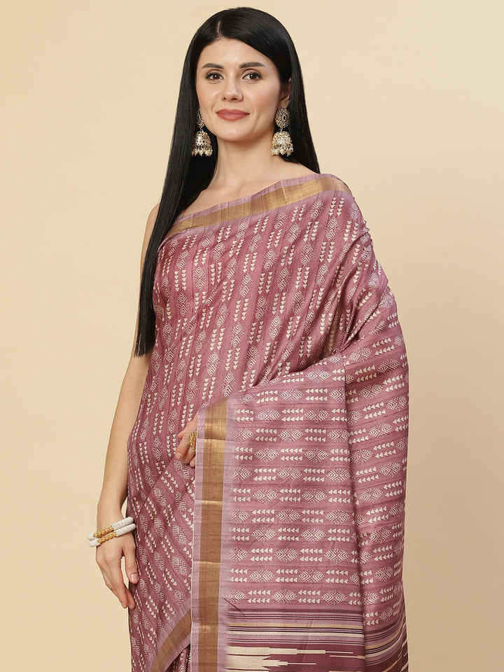 Printed Booti Tussar Saree