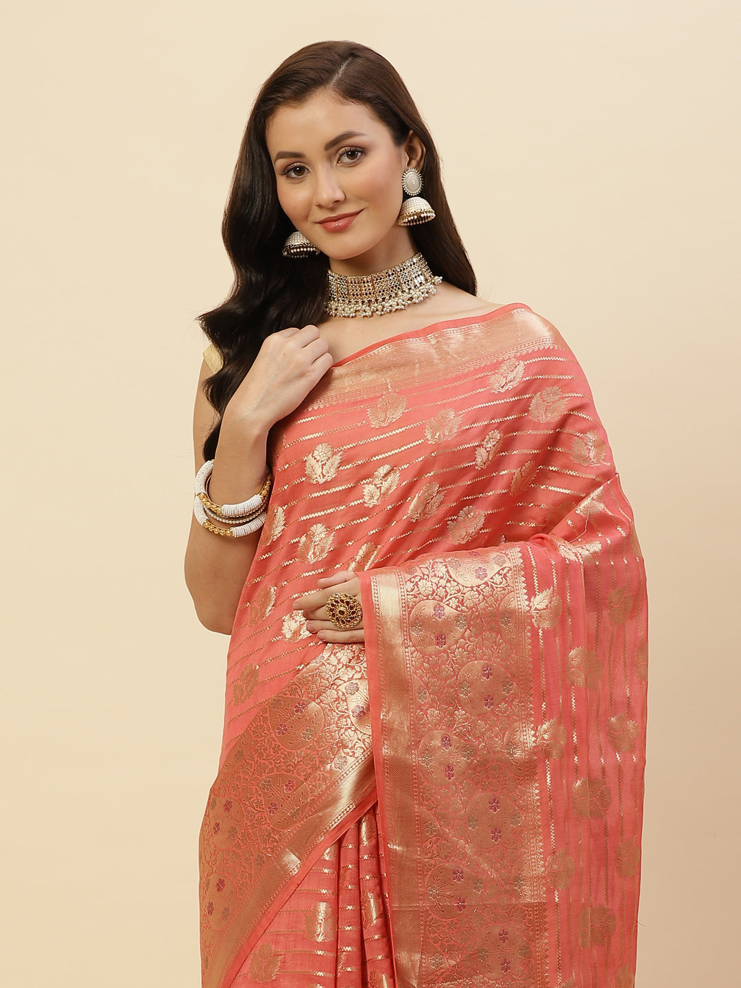 Zari Jaal Cotton Woven Saree