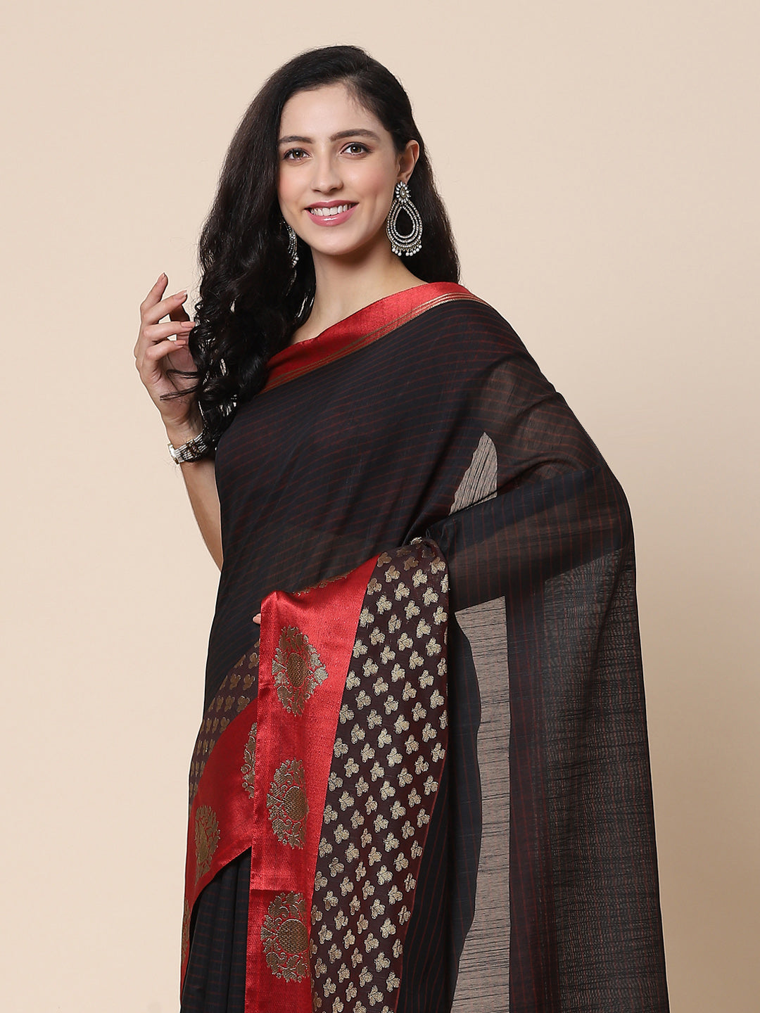 Zari Border Cotton Woven Saree