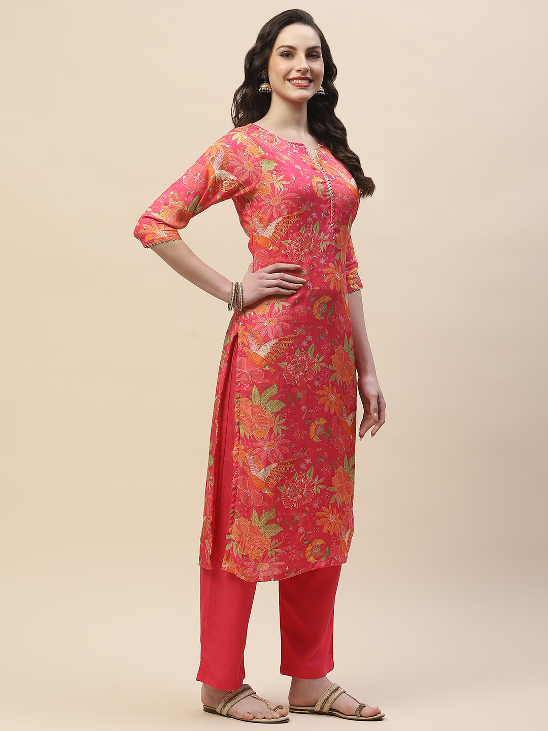 Printed Cotton Kurta With Pants