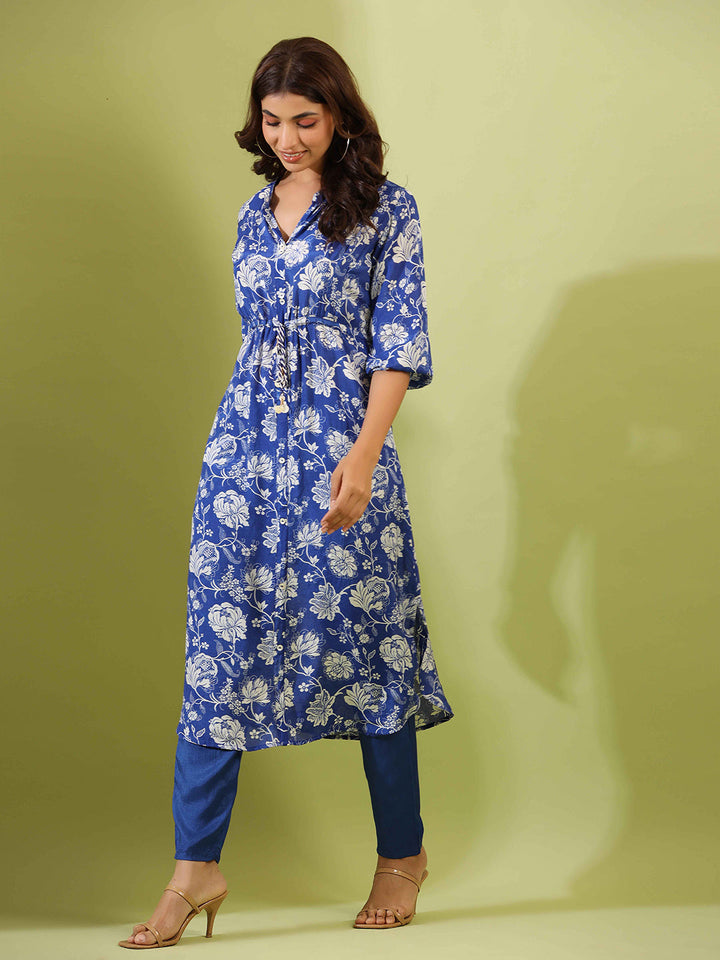 Printed Muslin Kurta With Pants