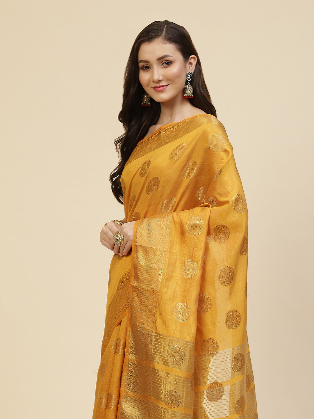 Zari Border Booti Handloom Woven Saree