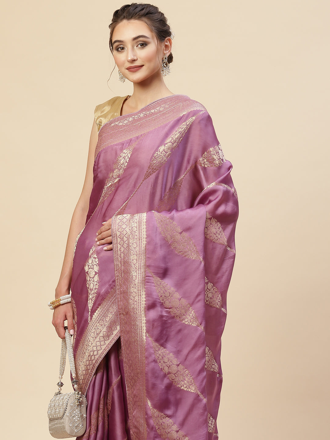 Zari Jaal Satin Woven Saree