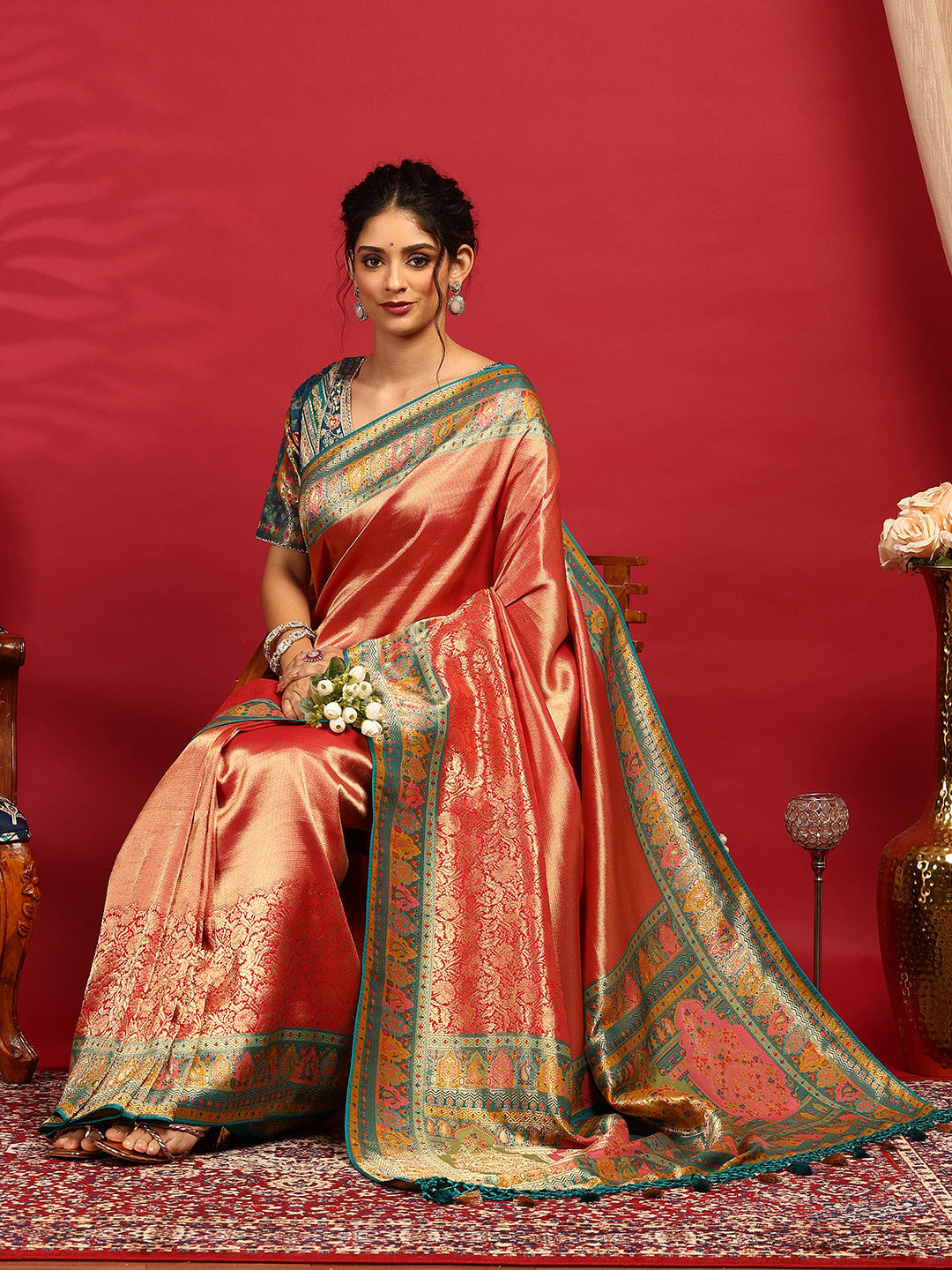 Embroidered Dola Silk Saree