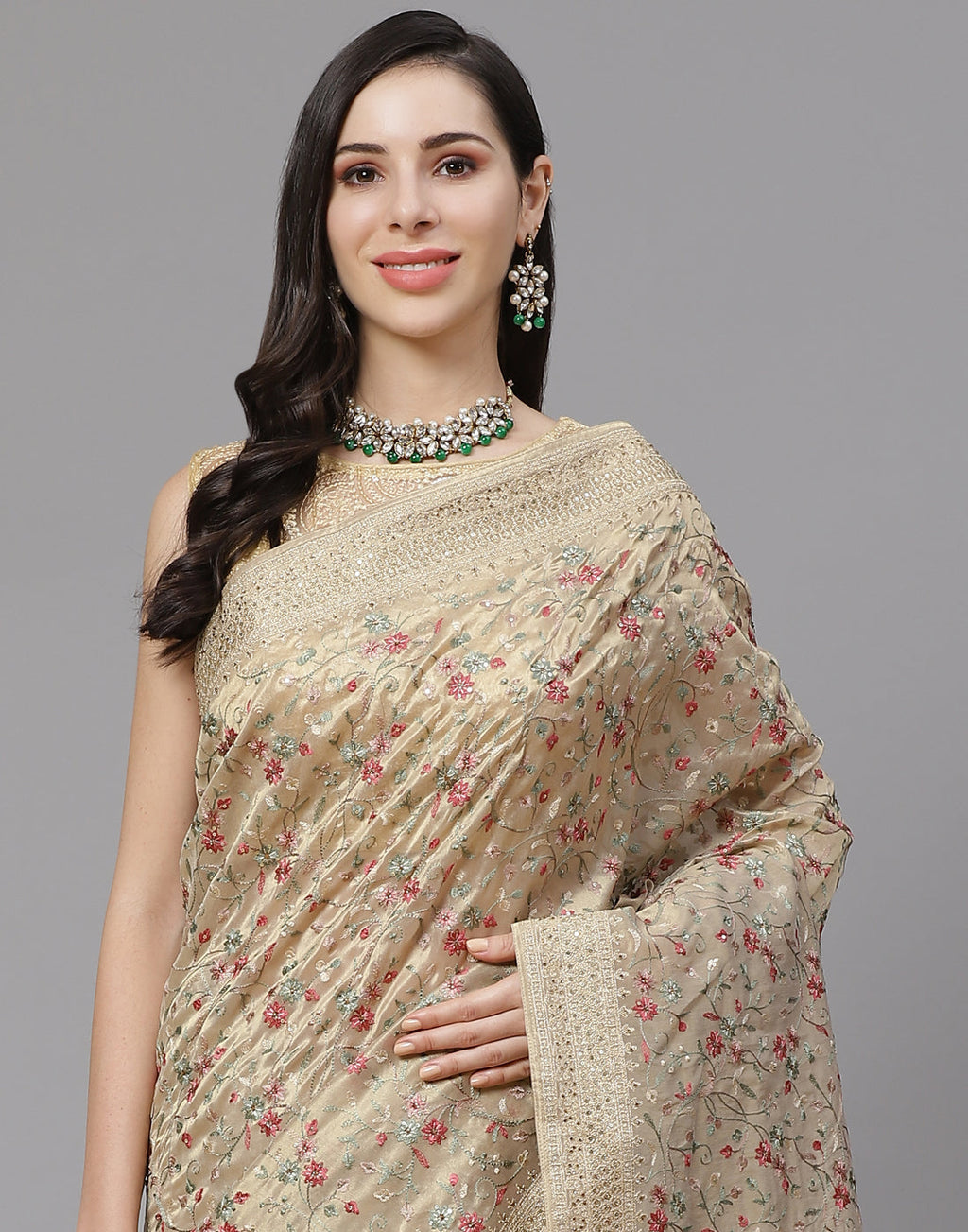 Banarasi Tissue Saree With Embroidery