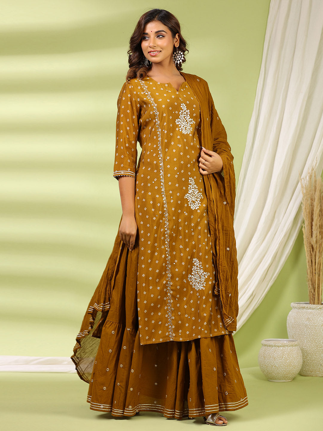 Printed Cotton Choli With Lehenga &amp; Net Dupatta