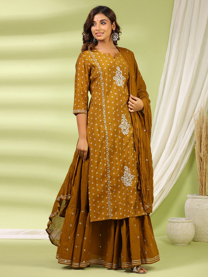 Printed Cotton Choli With Lehenga &amp; Net Dupatta