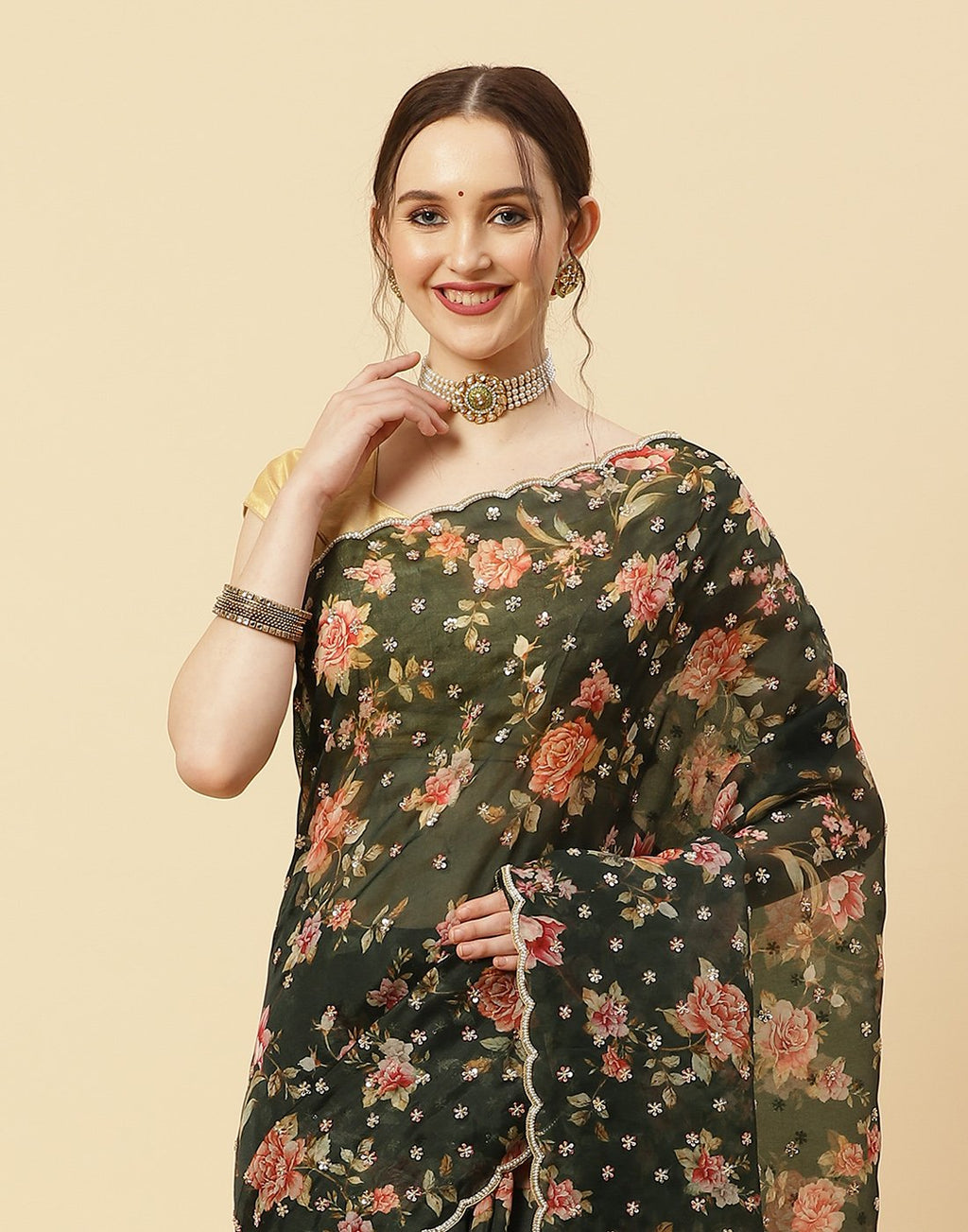 Printed Organza Kora Saree