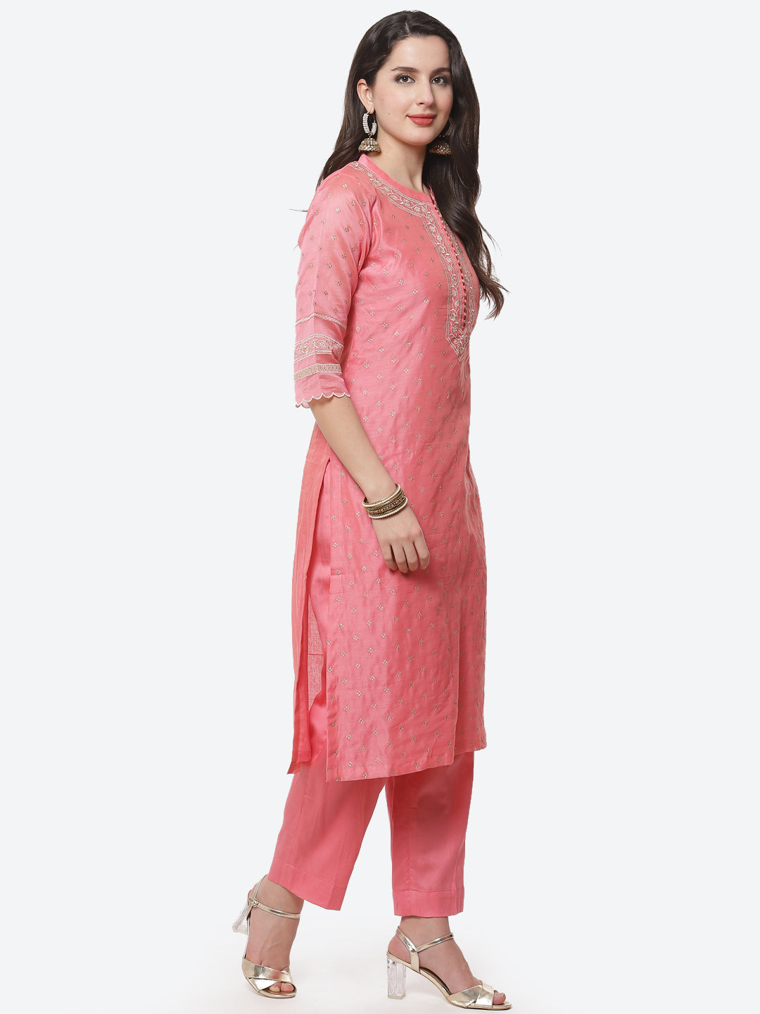 Resham Jaal Cotton Chanderi Stitched Salwar Kameez With Embroidered Dupatta