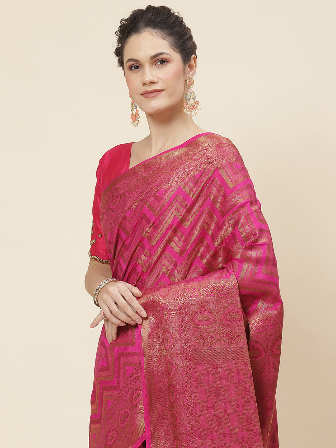 Leheriya Pattern Woven Handloom Saree