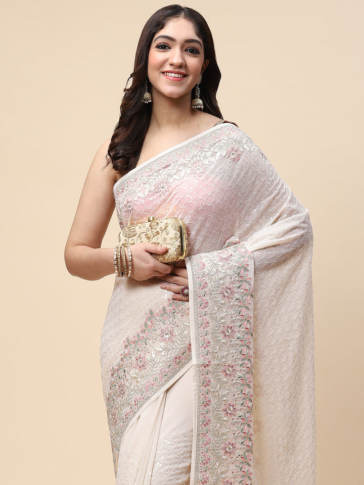 Sequin Embroidered Georgette Saree
