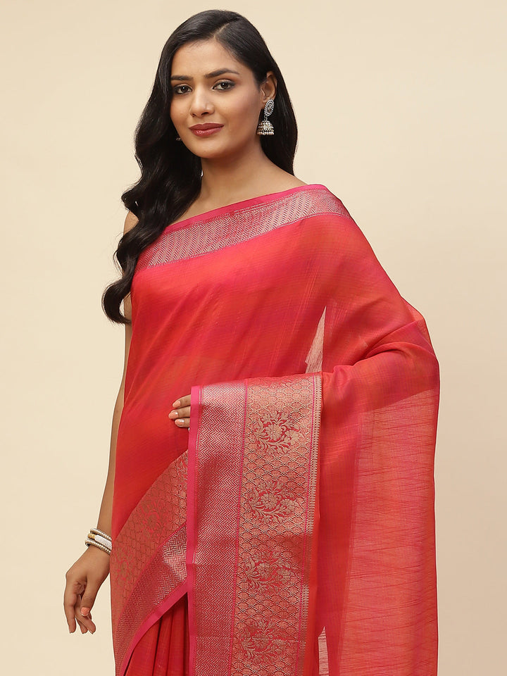 Plain Zari Border Cotton Woven Saree