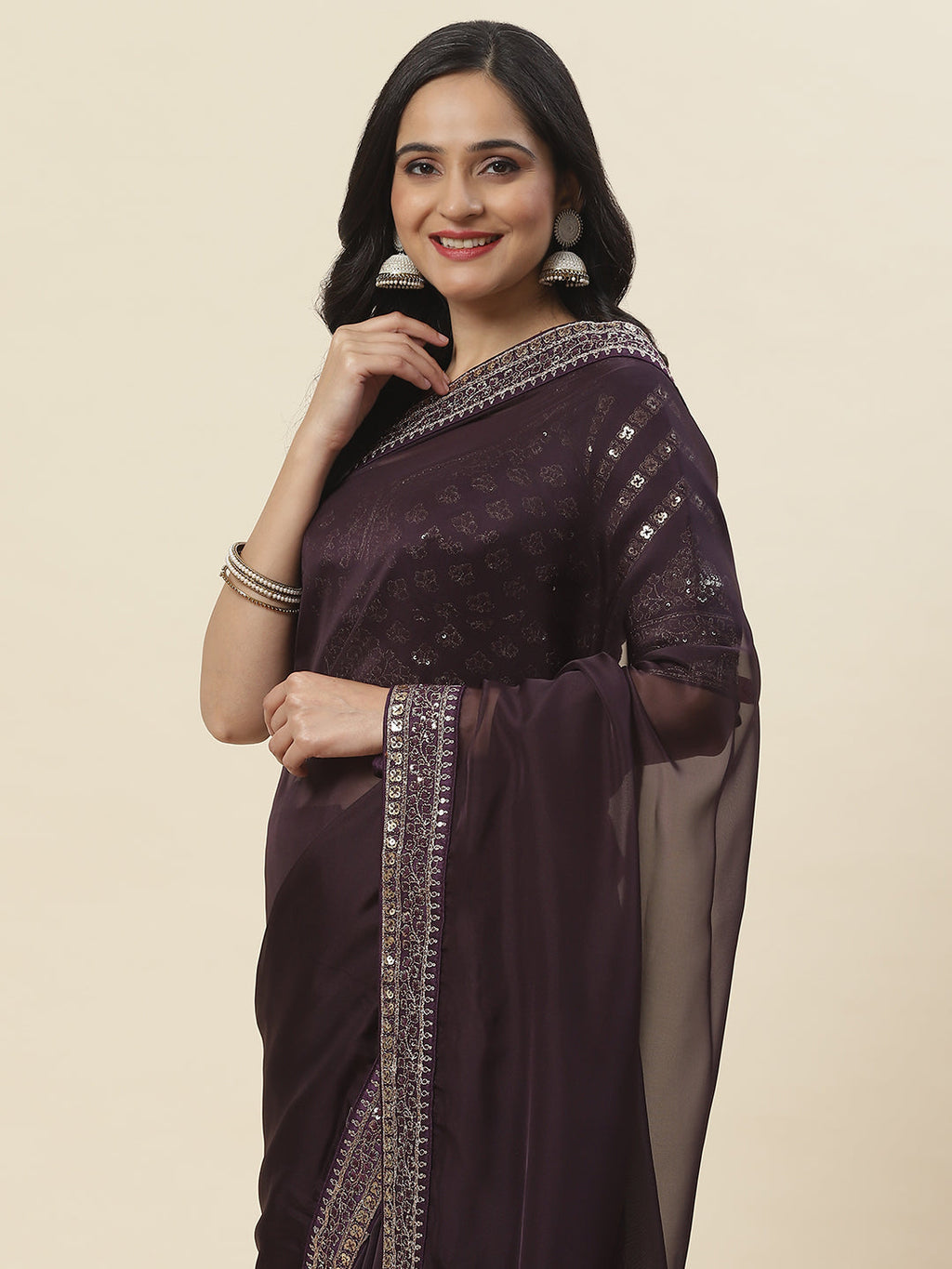 Embroidered Organza Saree