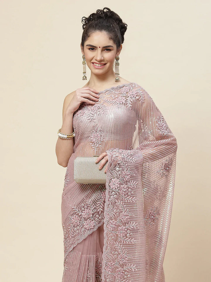 Swarovski Jaal Embroidered Net Saree