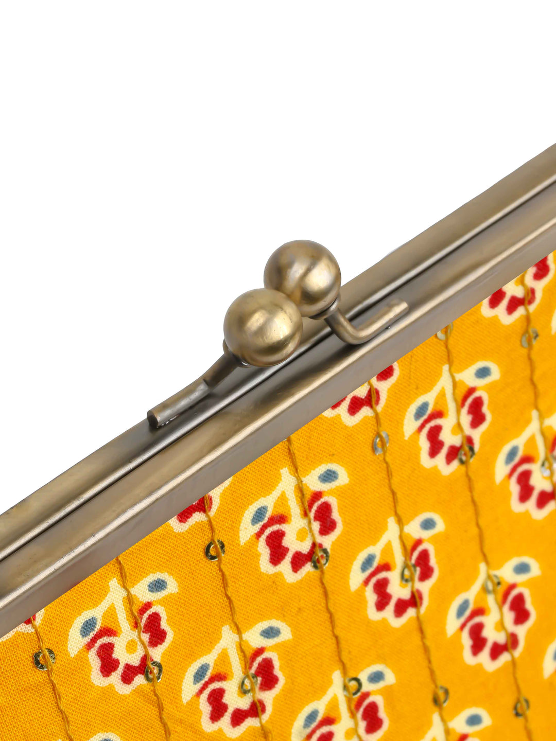 Mustard Printed Cotton Clutch