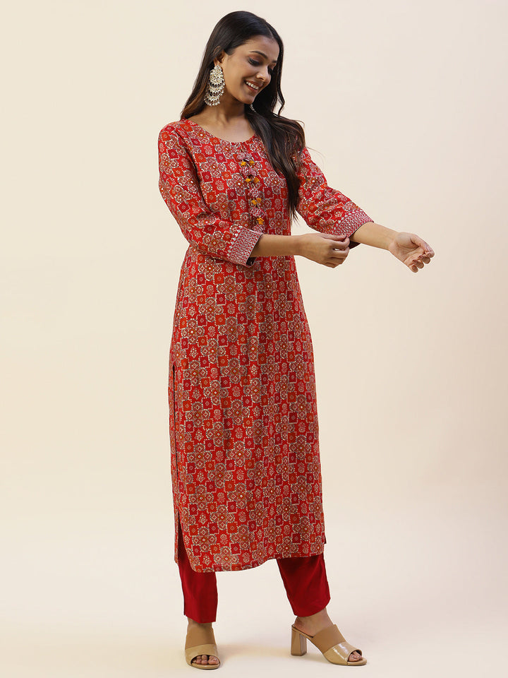 Printed Cotton Kurta With Pants