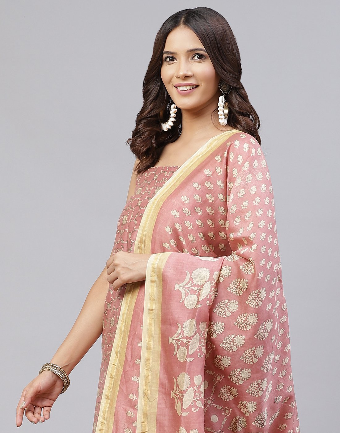 Printed Chanderi Suit Piece