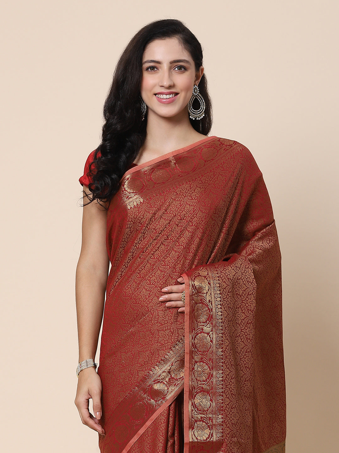 Resham Zari Border Cotton Woven Saree