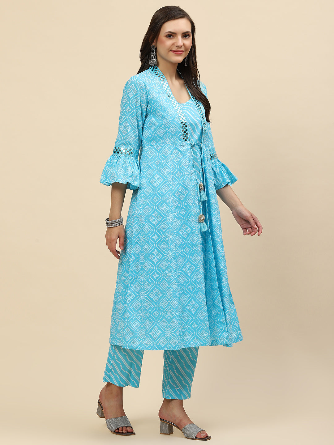 Printed Cotton kurta With Pants & Jacket