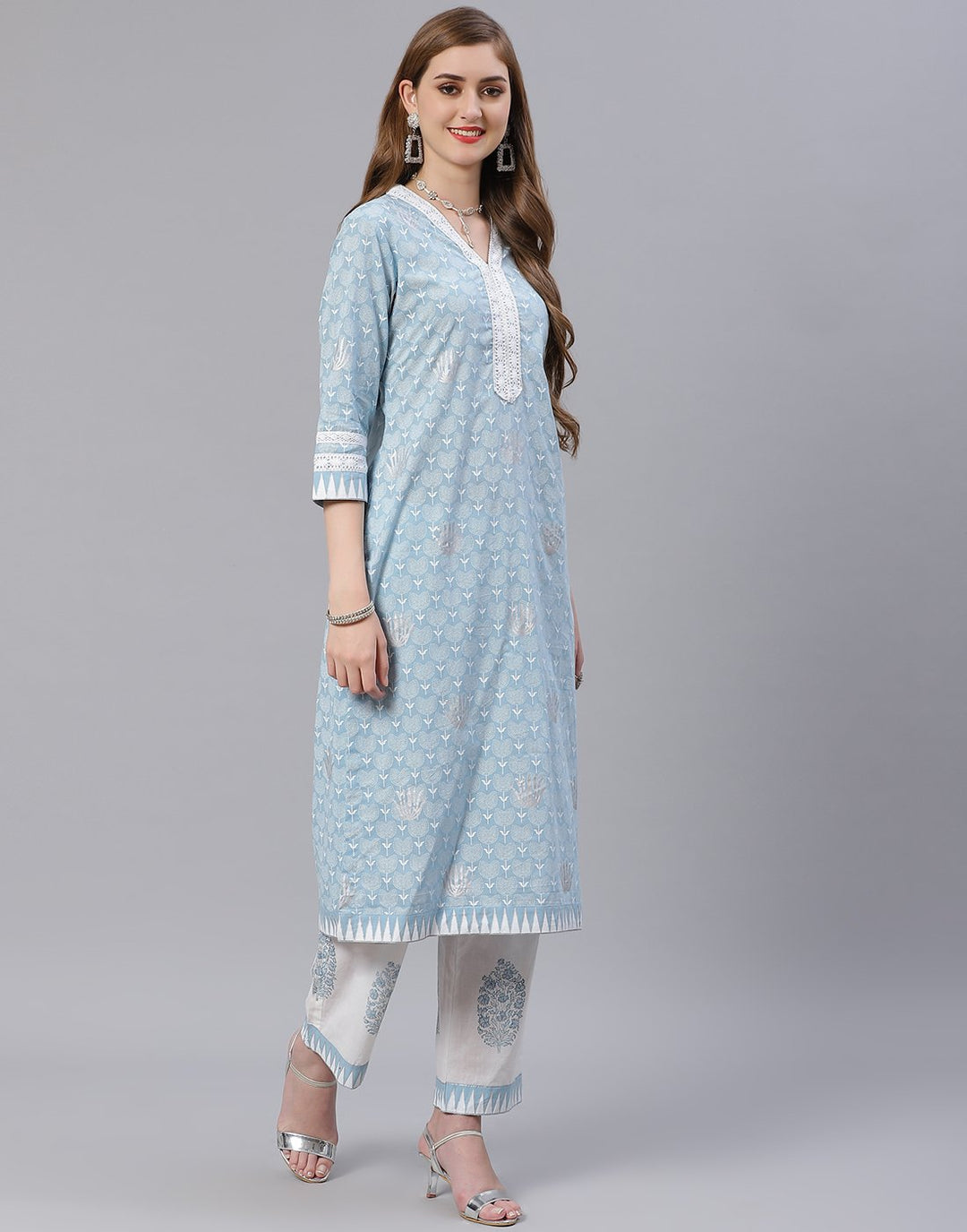 Printed Cotton Kurti Pant Set