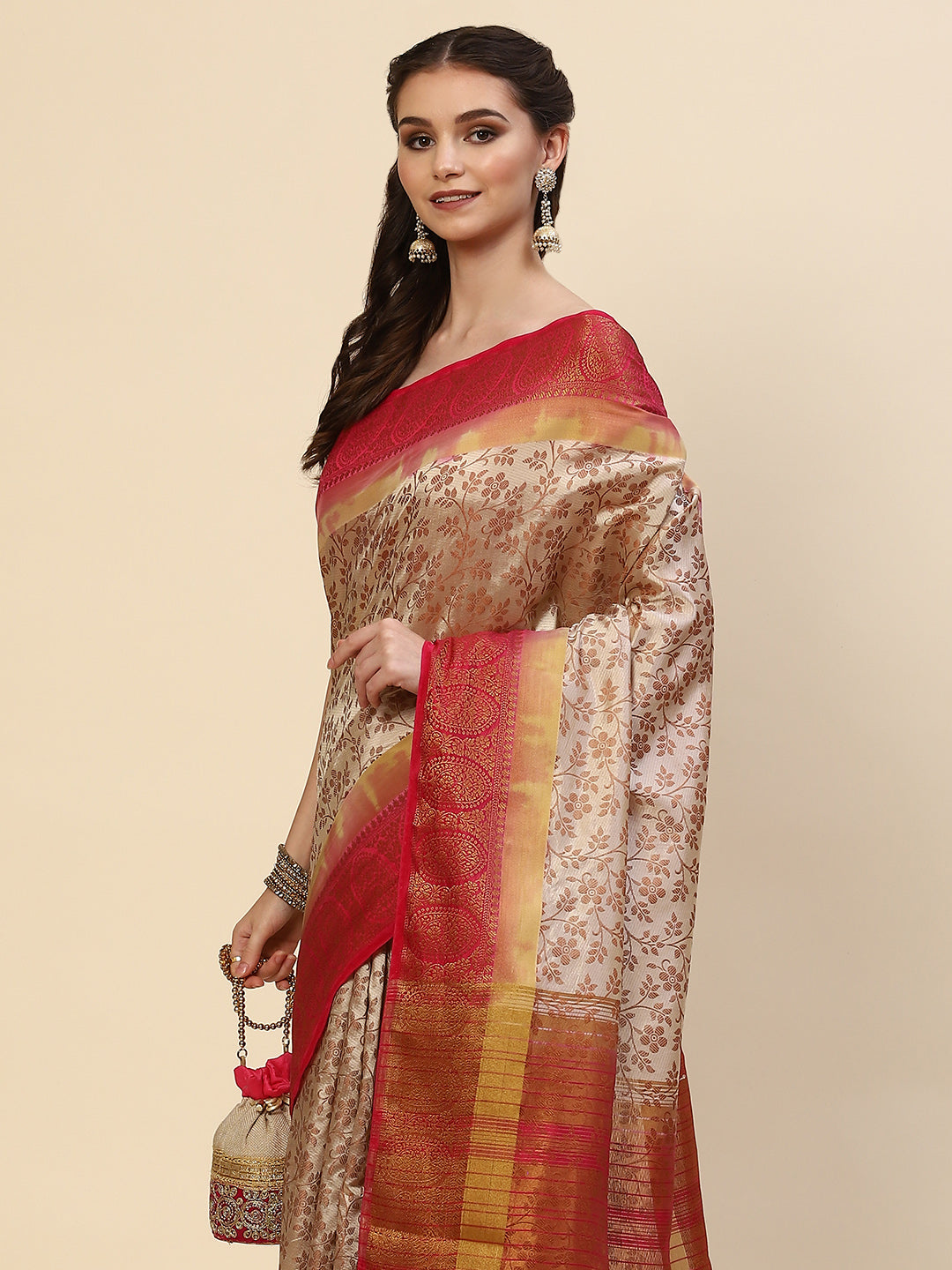 Resham Zari Border Handloom Woven Saree