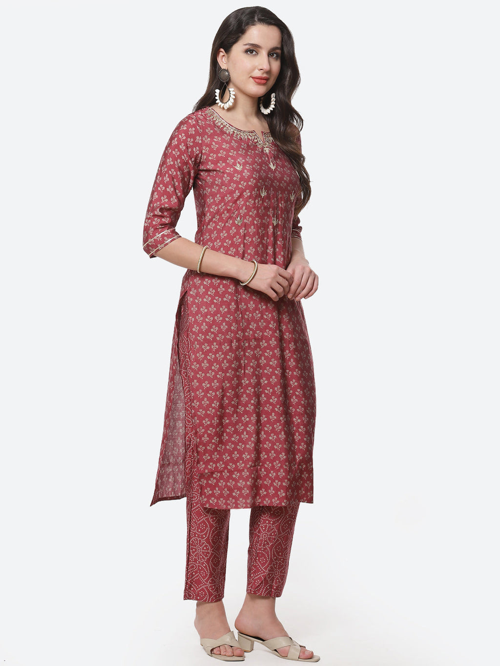 Cotton Muslin Printed Kurti With Pant And Dupatta