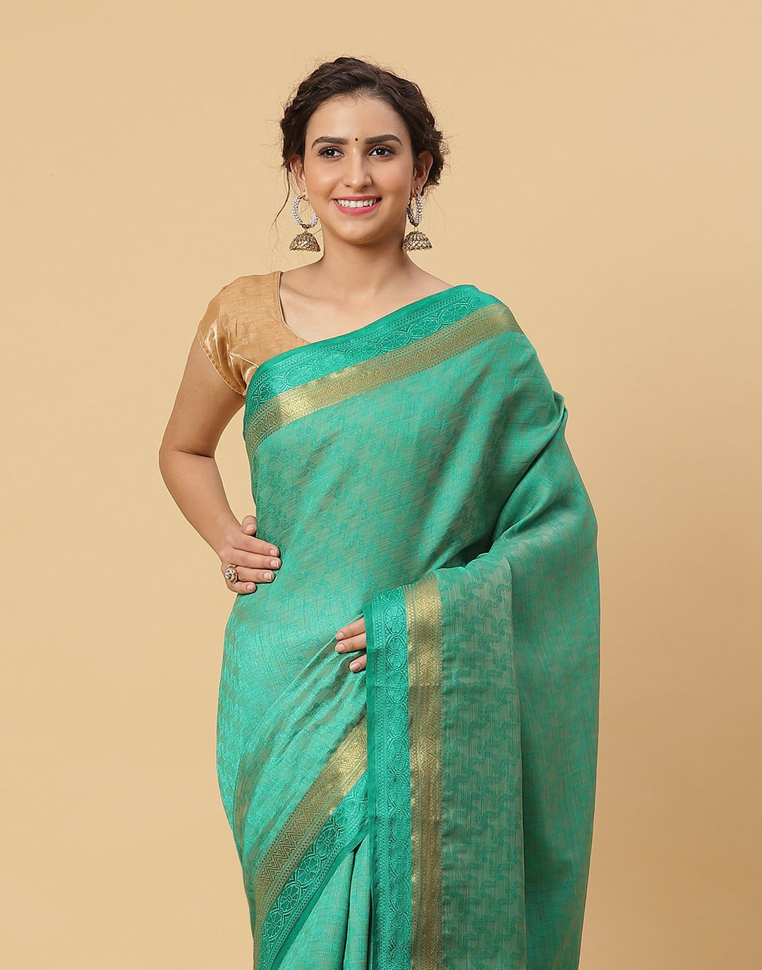 Woven Art Handloom Saree With Zari Border