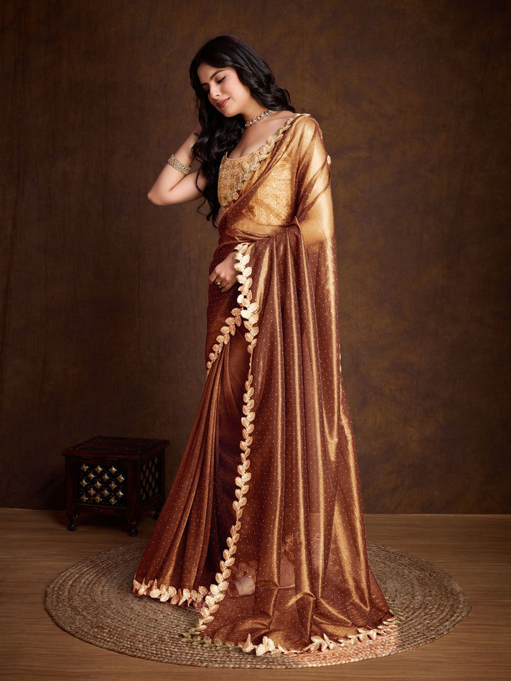 Stone Embroidery Tissue Saree