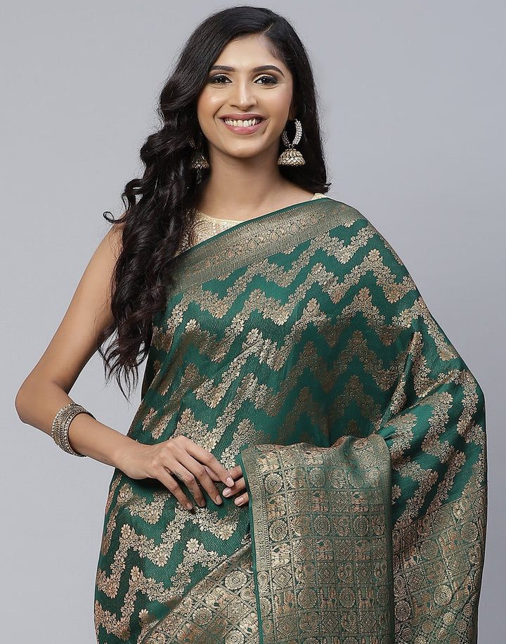 Plain Crepe Woven Zari Jaal Saree