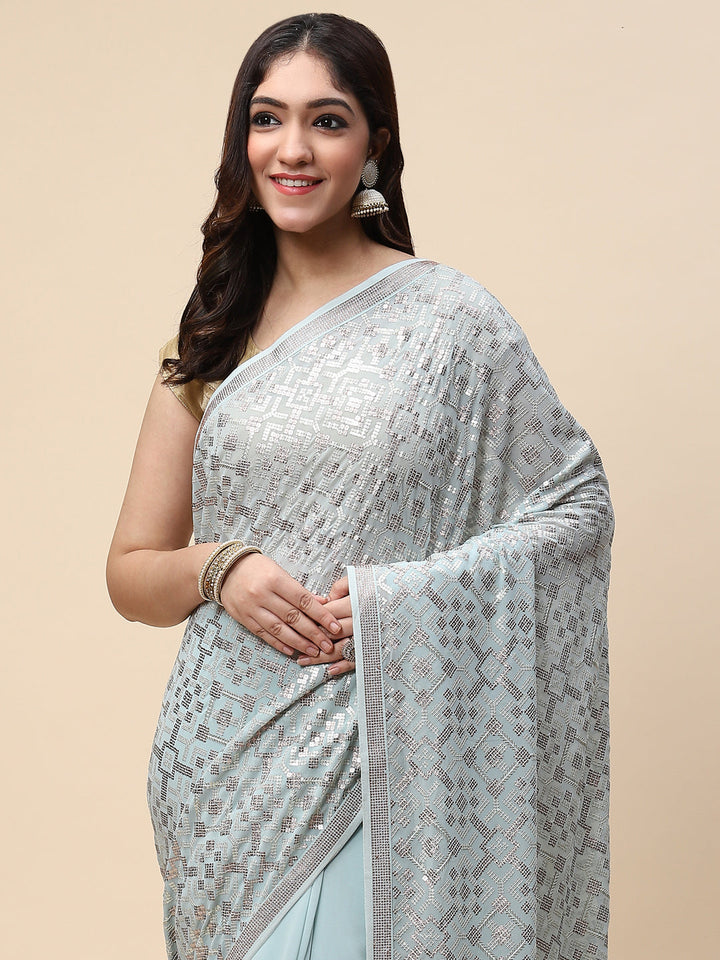 Sequin Embroidered Georgette Saree