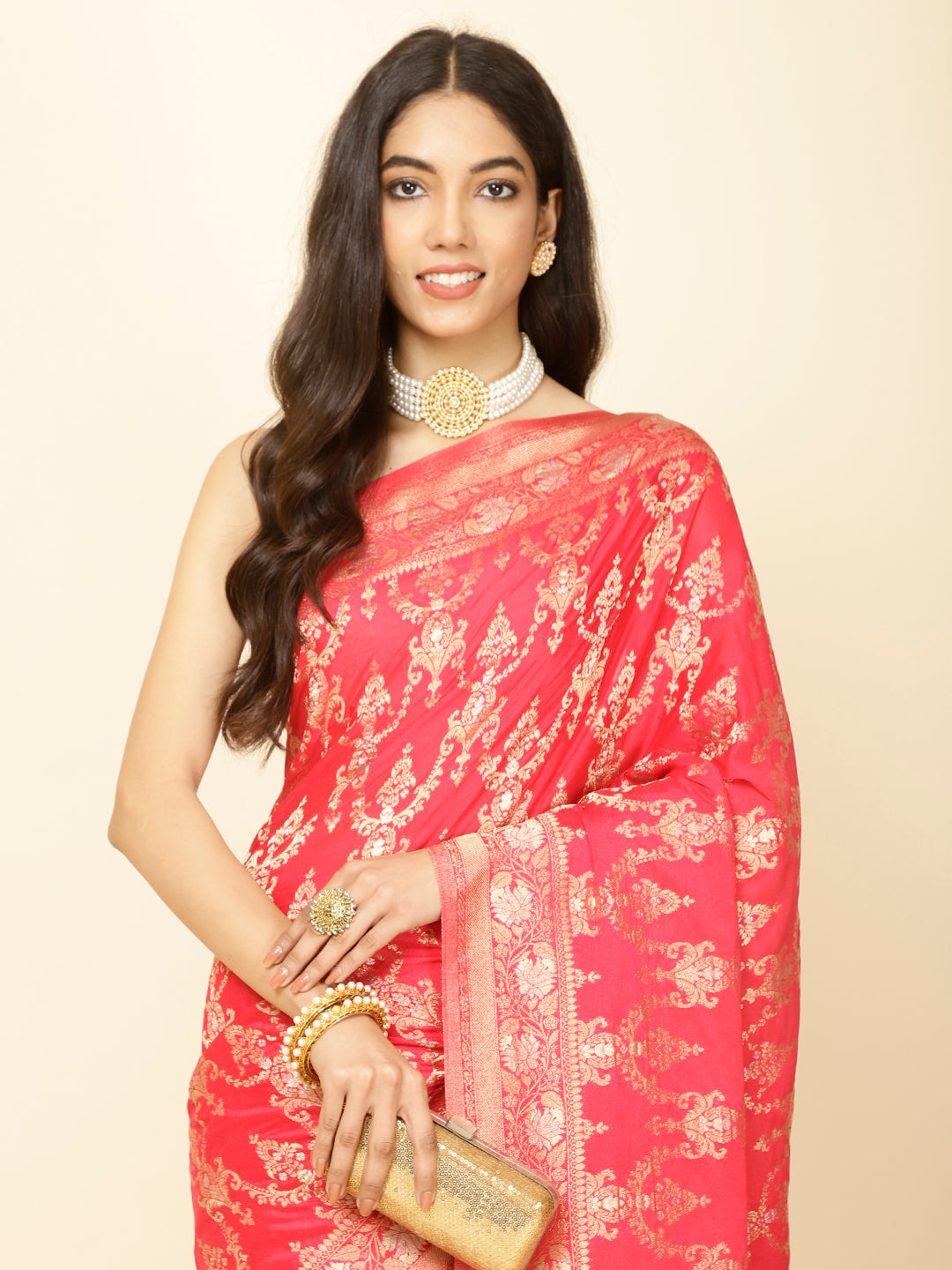 Zari Jaal Woven Crepe Saree