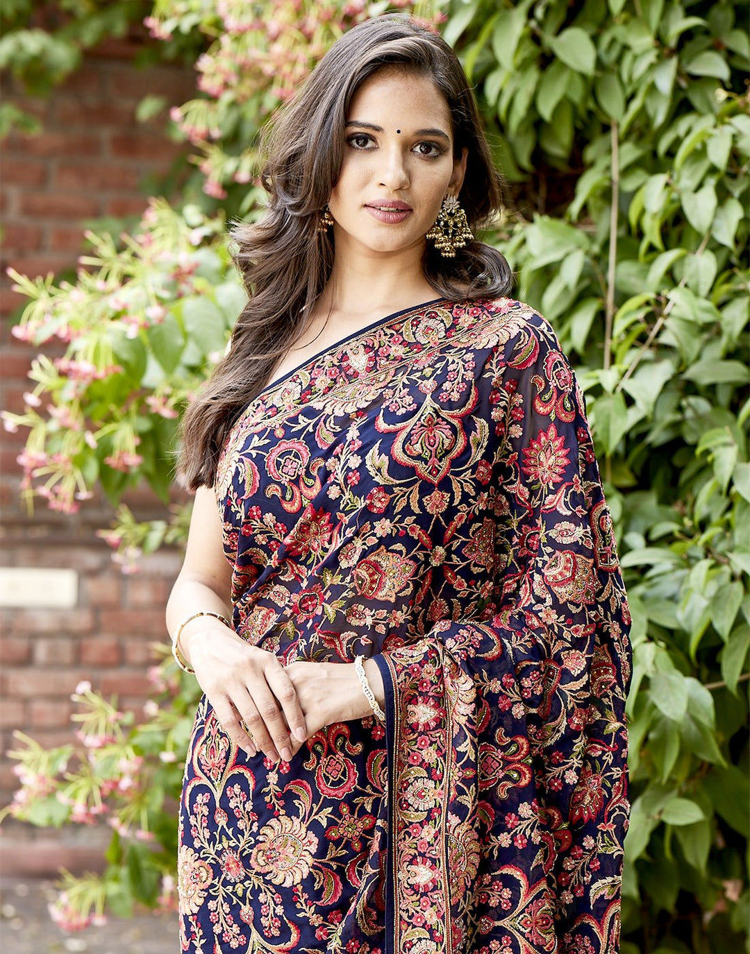 MBZ Meena Bazaar-Pure Embroidery Saree