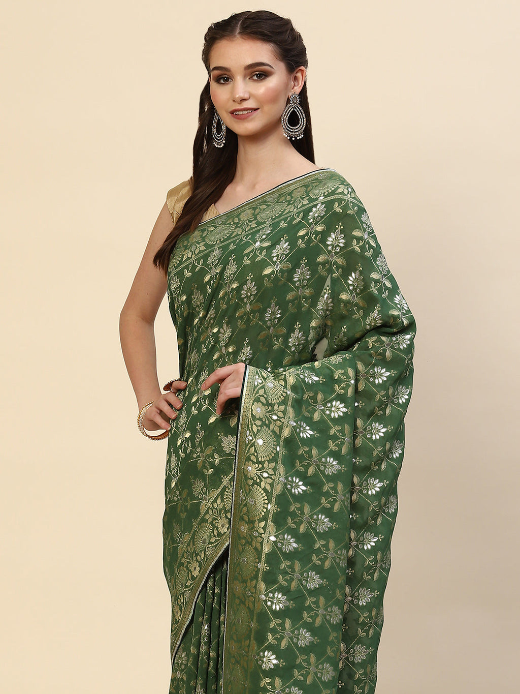 Banarasi Jaal Georgette Plain Saree