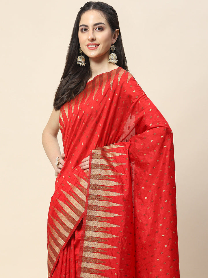 Zari Border Booti Woven Handloom Saree