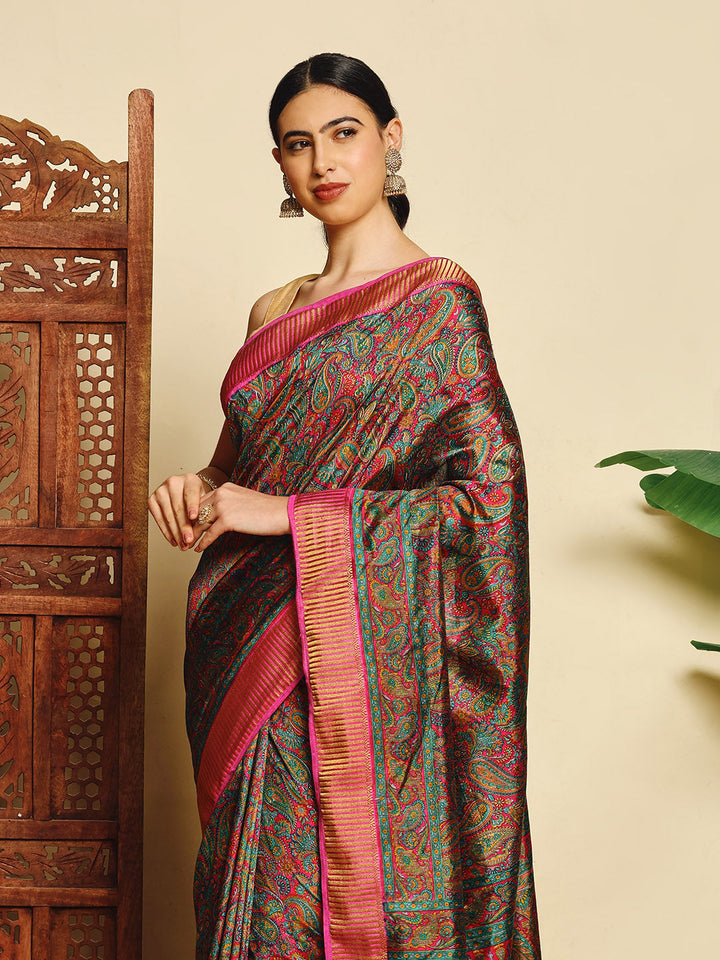 Paisley Printed Art Silk Saree