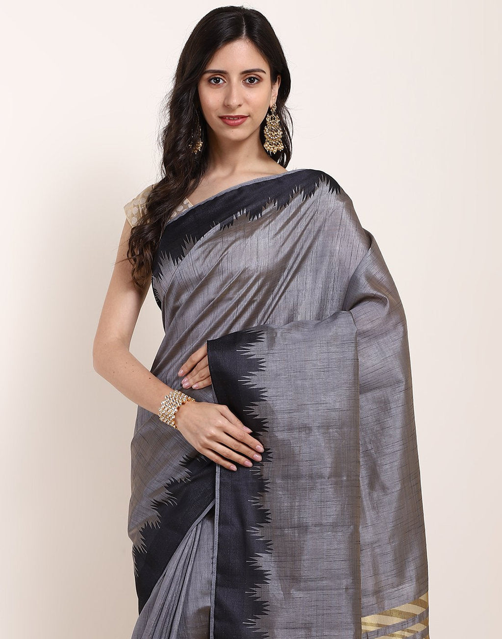 MBZ Meena Bazaar-Mustard Art Handloom Saree