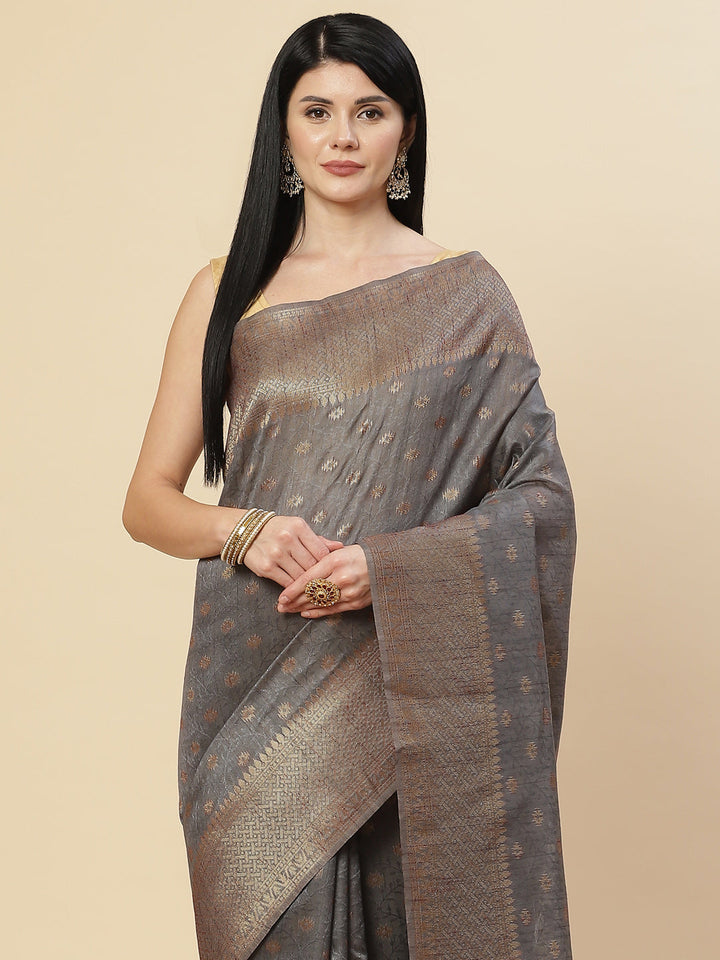 Zari Booti Tussar Woven Saree