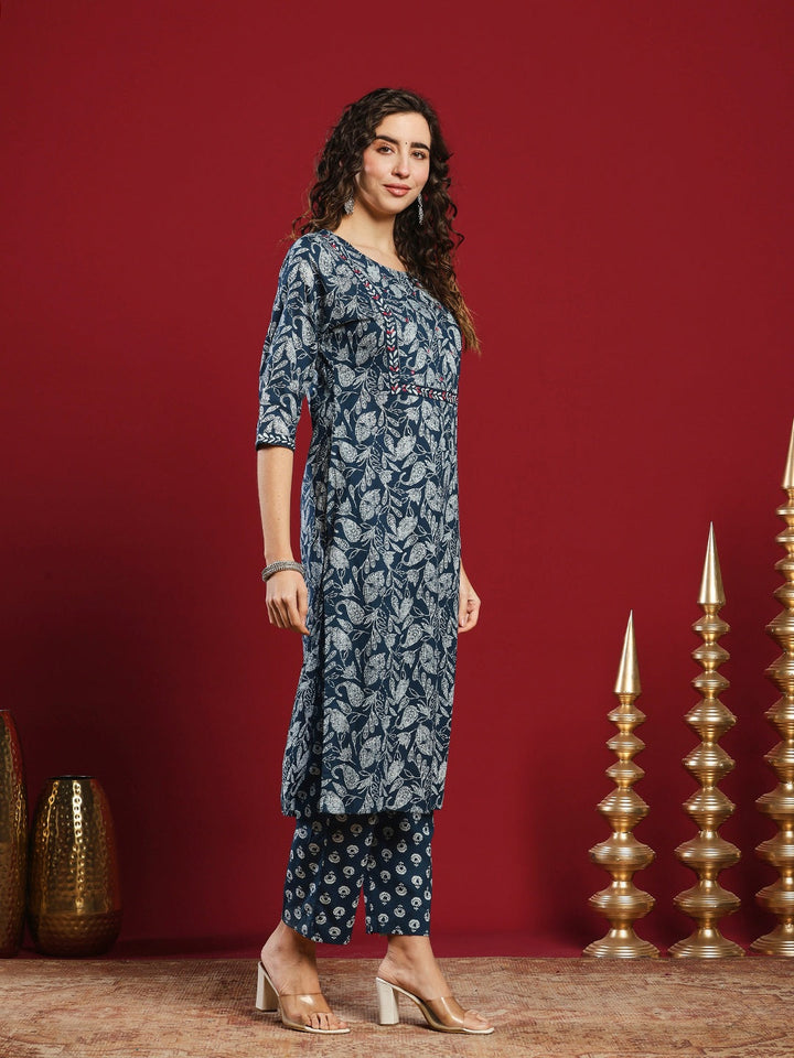 Printed Cotton Kurta With Pant &amp; Dupatta