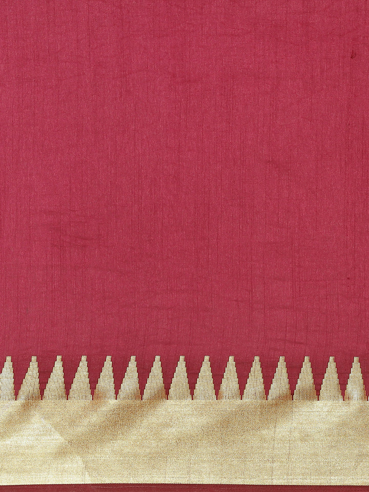 Plain Art Handloom Saree with  Temple Border