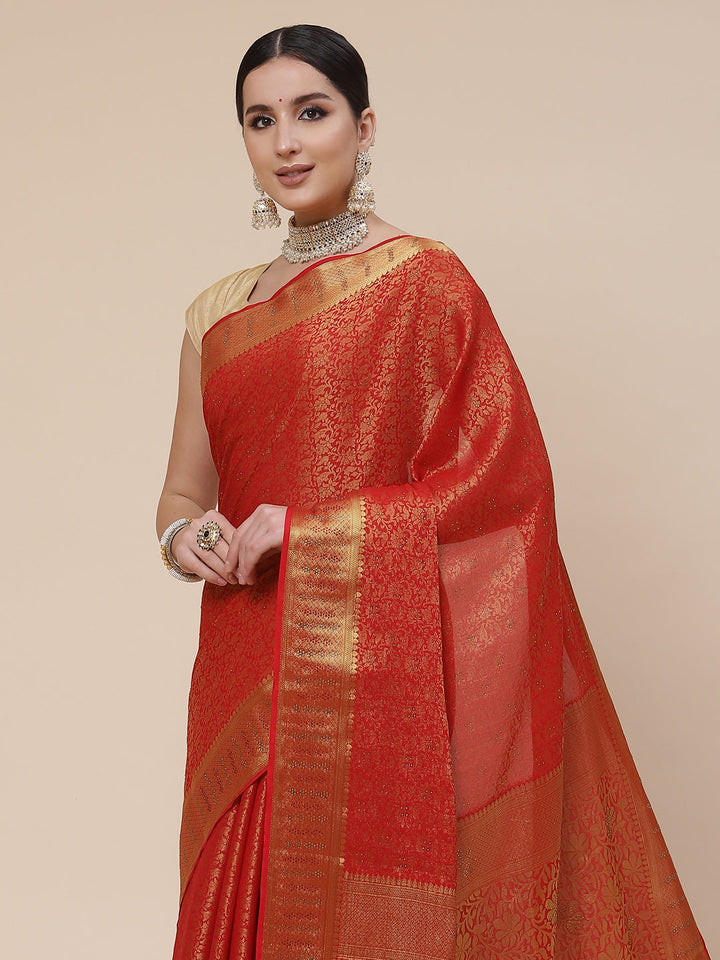 Stone Work Georgette Plain Saree