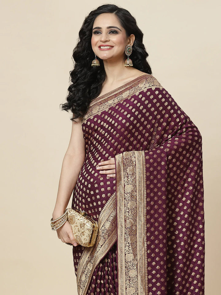 Zari Booti Satin Woven Saree