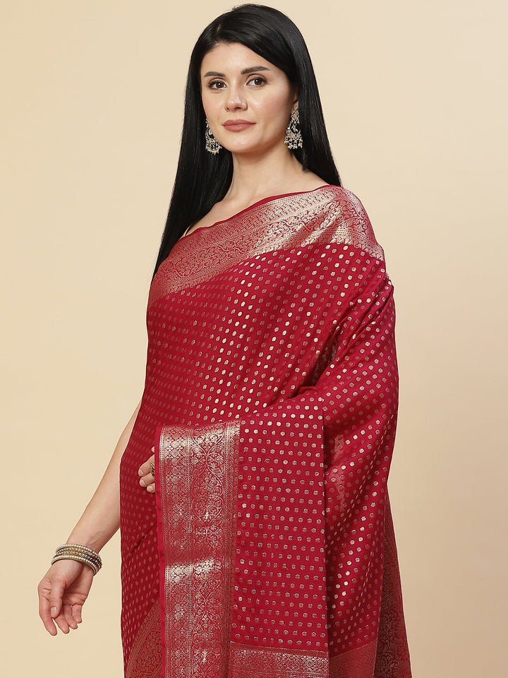 Zari Booti Georgette Plain Saree
