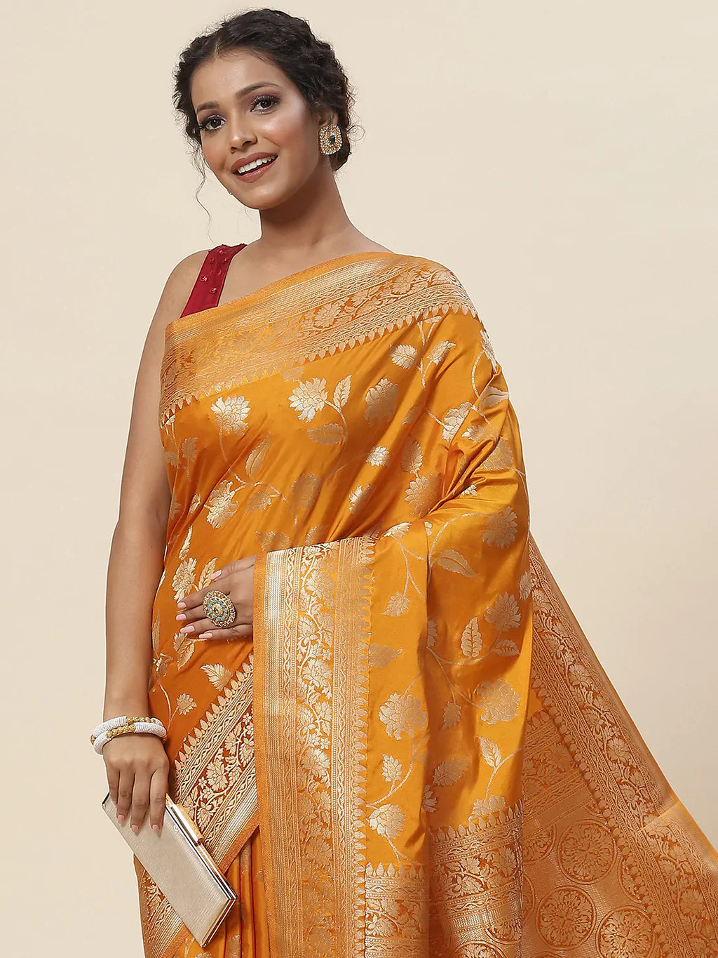 Floral Zari Jaal Handloom Woven Saree